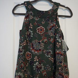 NWT AB Studio Sleeveless Green Floral Top Small
